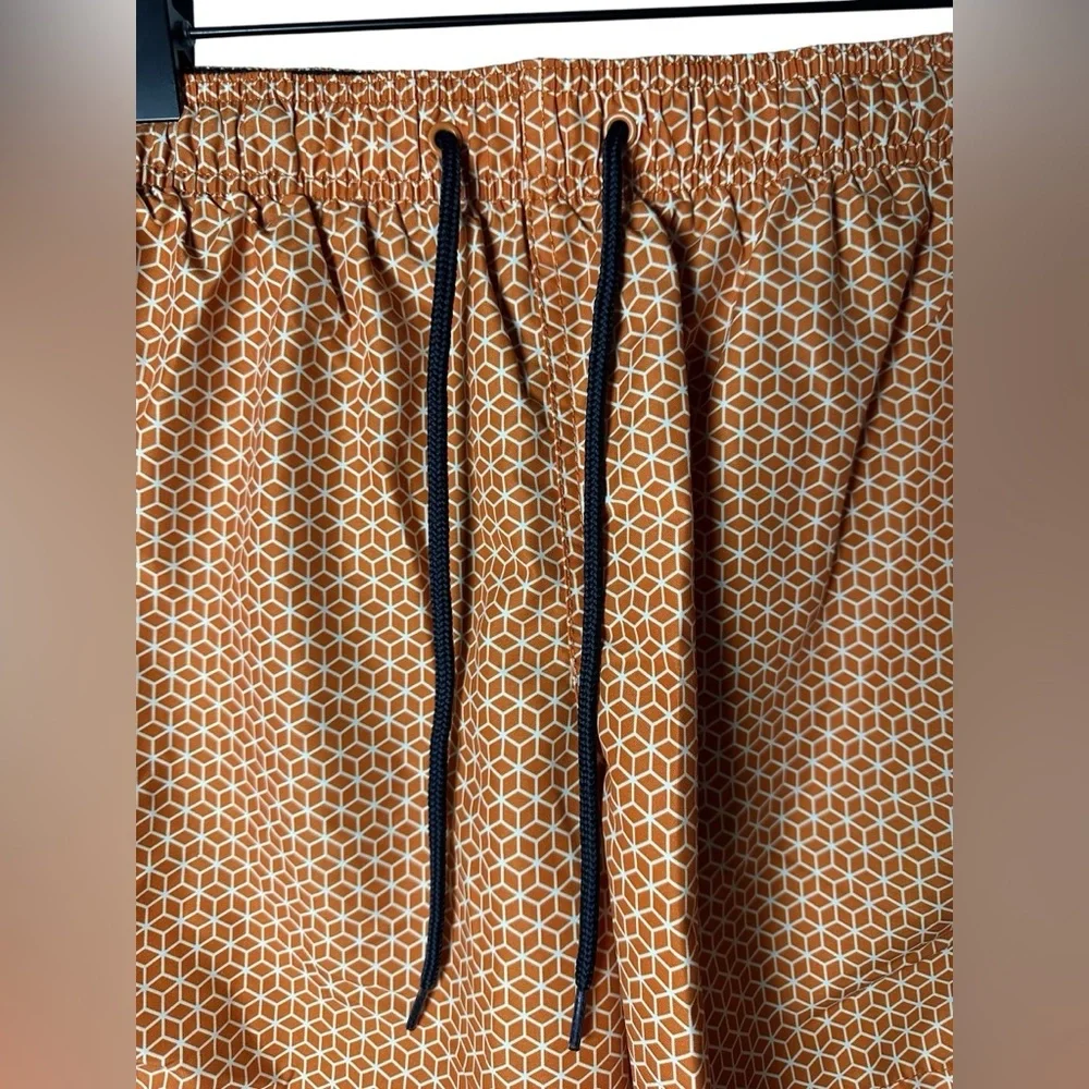 H&M‎ Geometric Print Swim Shorts Orange White Size M